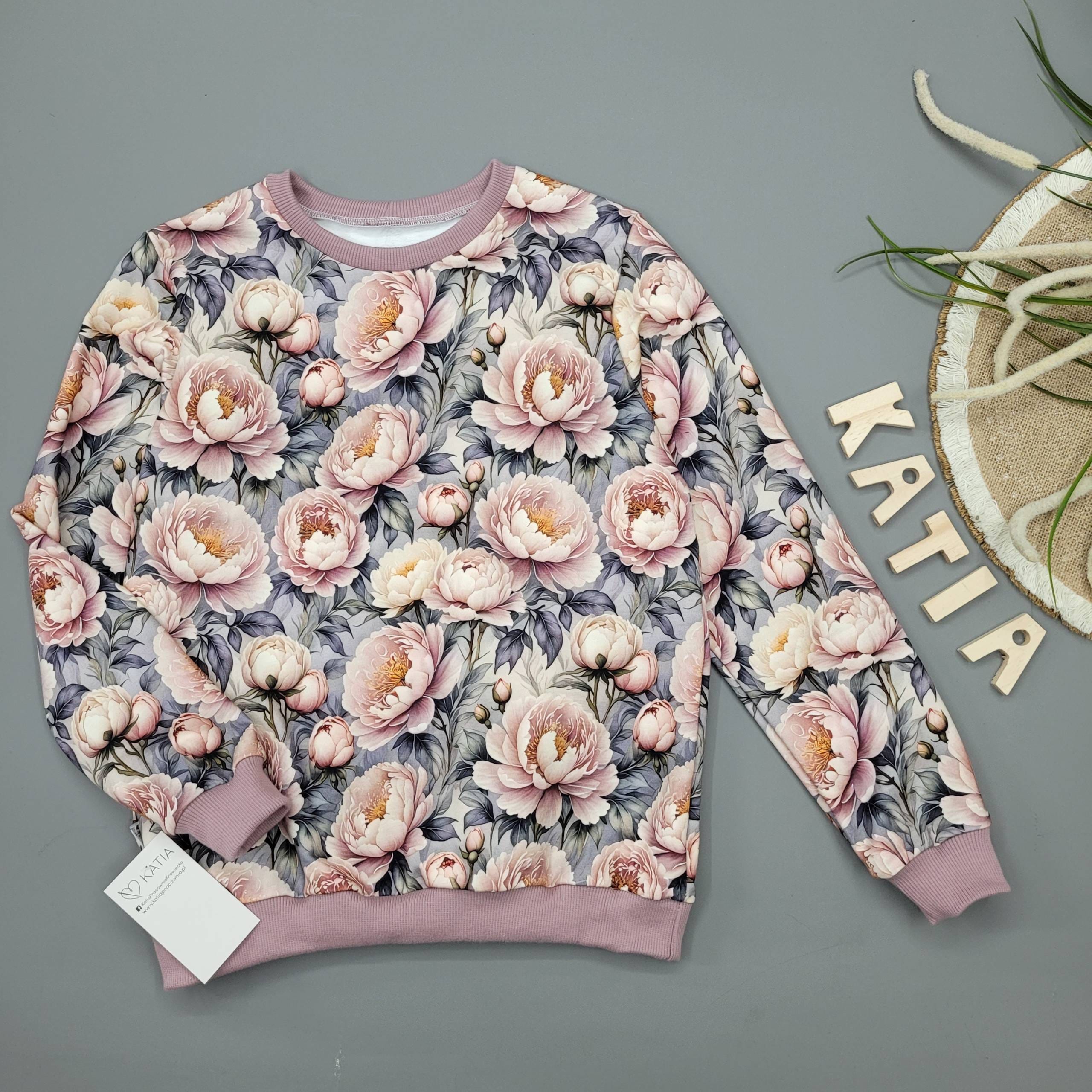 Bluza Kwiaty z Brudnym Fioletem