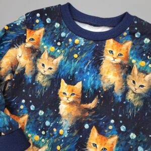Bluza Rudy Kot Na Granatowym Tle - obrazek 3