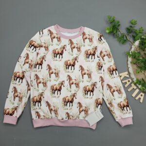 Bluza Brązowe Konie Na Różowym Tle