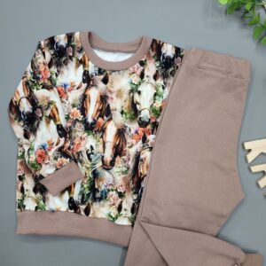 Bluza Konie i Kwiaty Brąz - obrazek 2